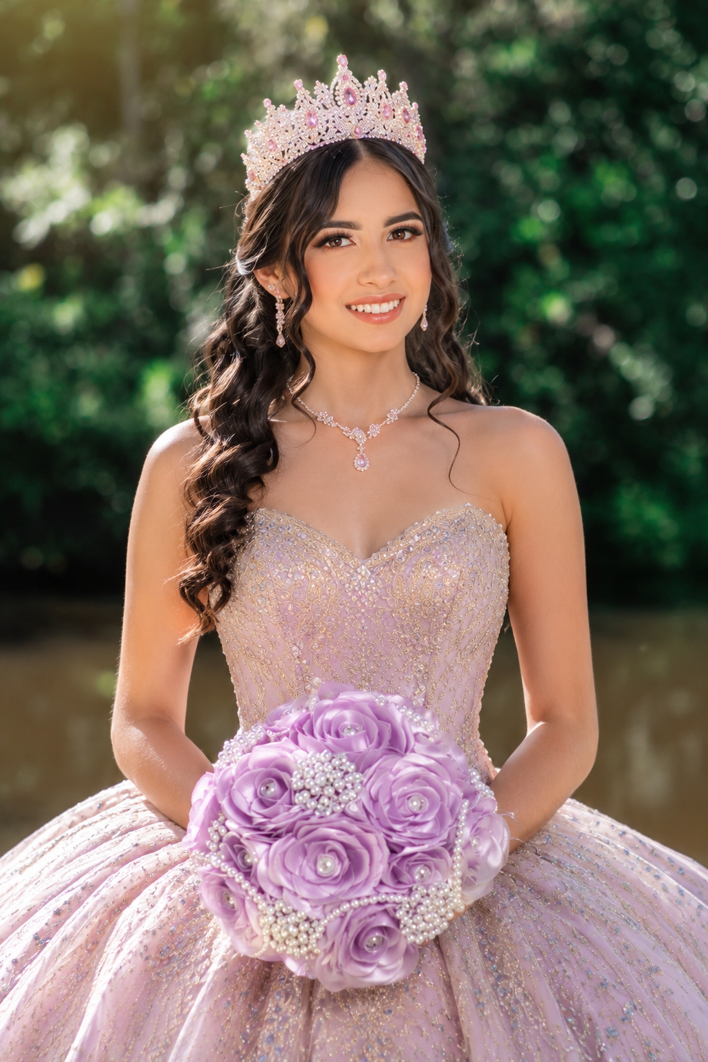Eleonor con su corona y ramo lila